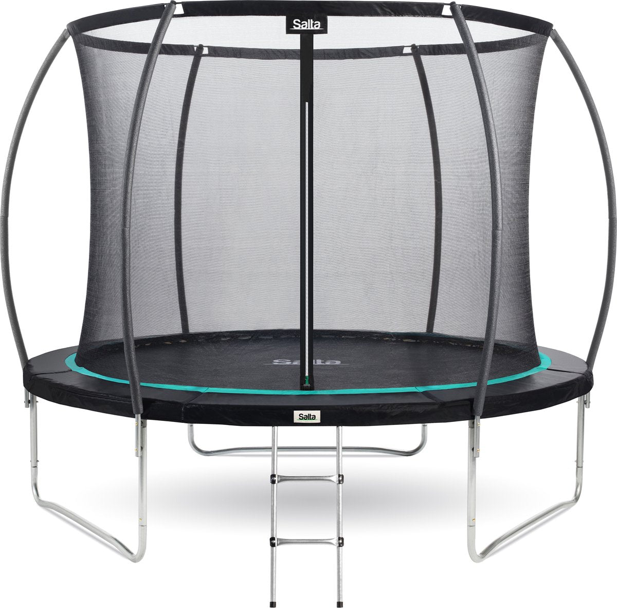 Salta Cosmos – ø 305 cm – inklusive Leiter – Belastbarkeit bis 120 kg – rundes Trampolin mit Sicherheitsnetz – schwarz