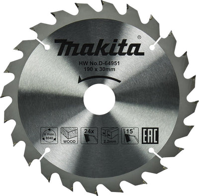 Makita Zubehör Kreissägeblatt Holz | Standard, 190x30x2,2 T24 15g - D-64951 - D-64951