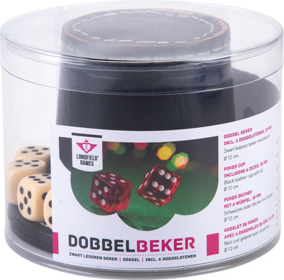 Engelhart Pokerbecher mit Deckel - schwarzes Leder - 9 cm Durchmesser - in Verpackung -