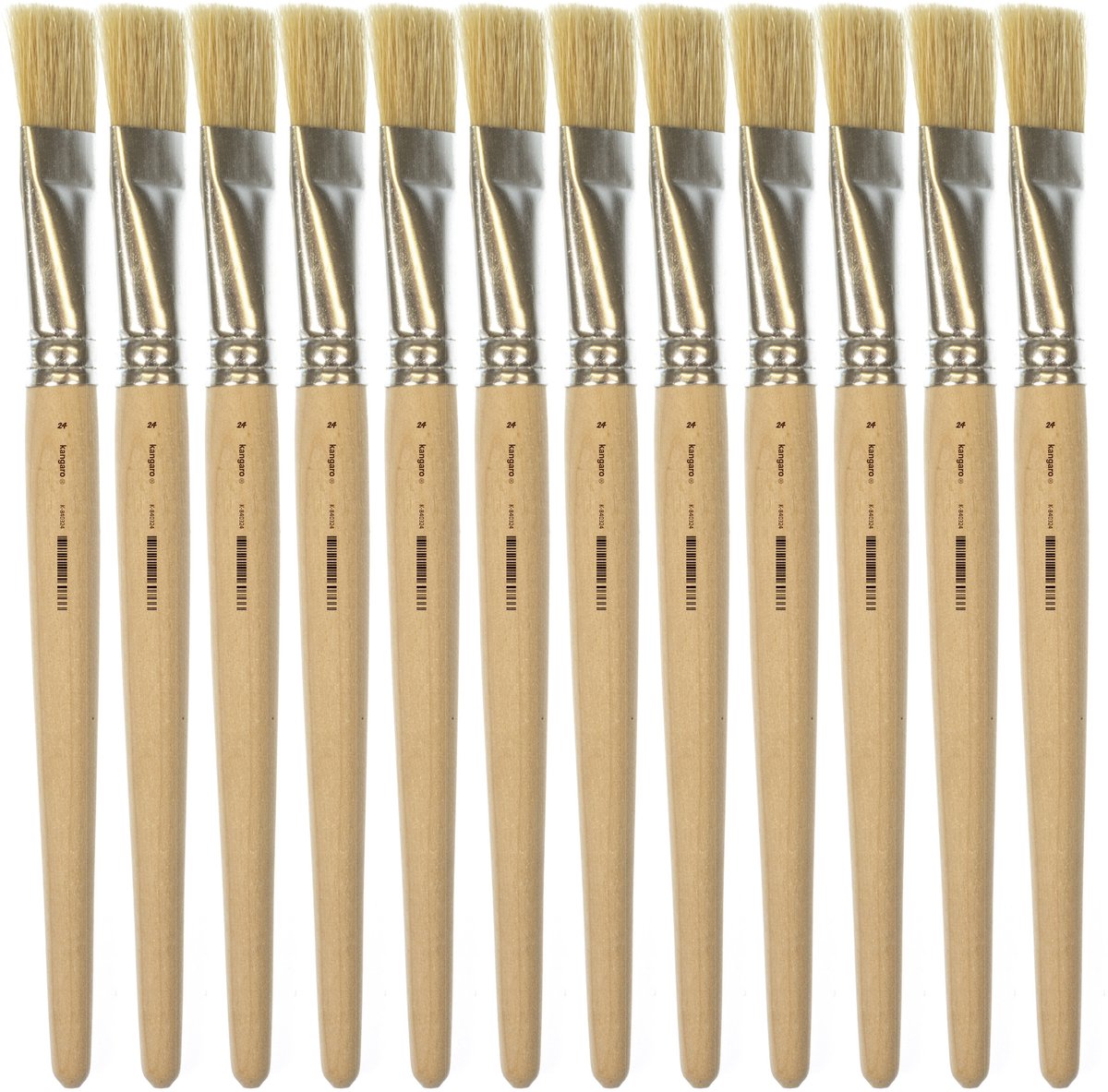 Kangaro Lyonse Pinsel – Größe 24 – kurzes, unlackiertes Holz – Schachtel mit 12 Stück – k-840324
