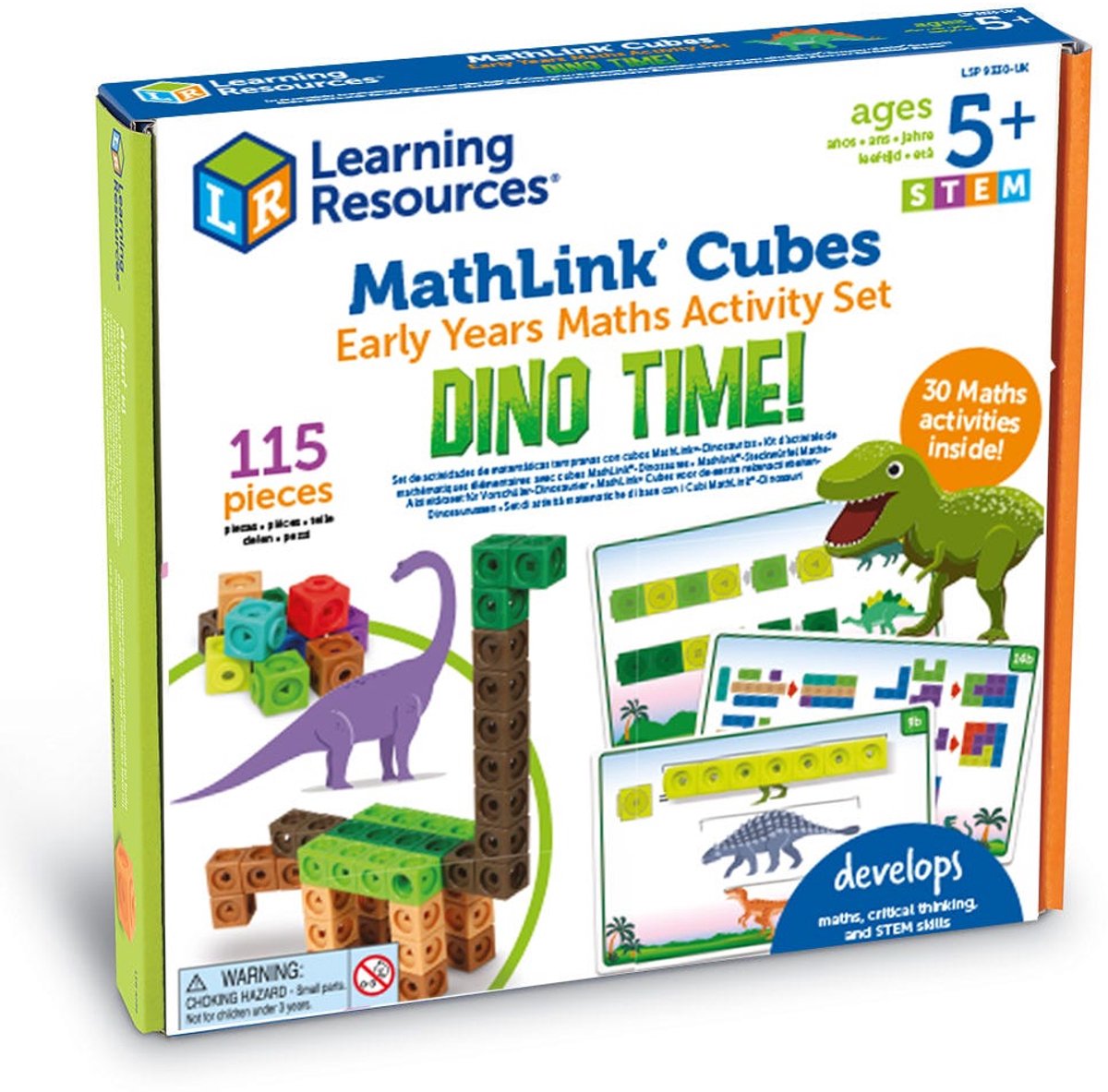 Lernressourcen Mathlink® Cubes Frühes Mathe-Aktivitätsset – Dino-Zeit – 5+