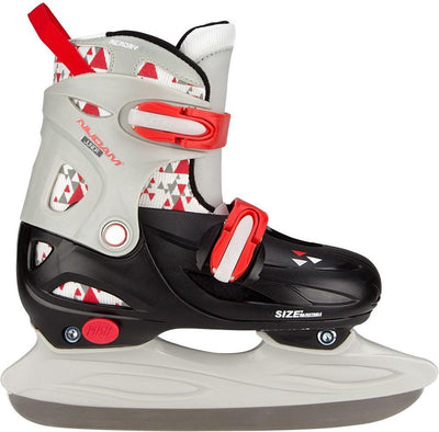 Nijdam Kinderschlittschuhe verstellbar - Eishockeyschlittschuhe - Schwarz Grau - Größe 30-33