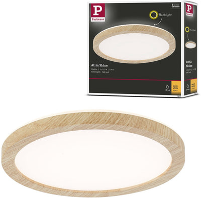 Paulmann LED Panel Atria Shine Hintergrundbeleuchtung IP44 rund 190 mm 11,2W 850lm 3000K Holzoptik