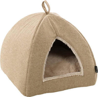 Flamingo Katzenbett - Katzenschlafkorb - Katzenhaus - Katzenhöhle - Katzenhöhle - Beige, 38 x 38 x 40 cm - Schlafplatz Isidoor