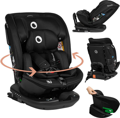 Lionelo Bastiaan RWF i-Size Autositz 0-36 kg – Isofix – 360° drehbar – i-Size R129 – rückwärts vorwärts – Seitenschutz – Tri-Guard-Kopfstütze – von der Geburt bis 12 Jahre