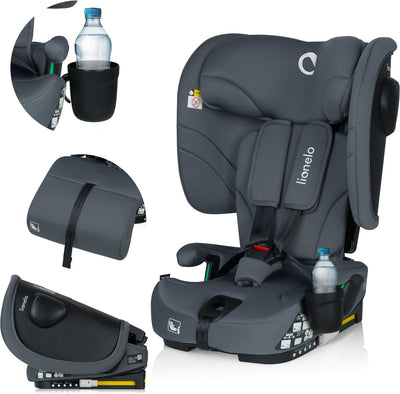 Lionelo Nelly i-Size-Autositz – faltbar – 76–150 cm – Isofix-Top-Tether – 4-Positionen-Rückenlehne – Sips-Seitenschutz – tragbar kompakt – 15-Positionen-Kopfstütze – reduzierender Beinkisseneinsatz – Getränkehalter – ECE R129 03 – Gruppe 0+