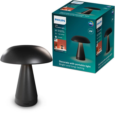 Philips Mycena Tischleuchte – einstellbare Farbtemperatur – dimmbar – tragbar – wiederaufladbar über USB-C – Schwarz – 2 W