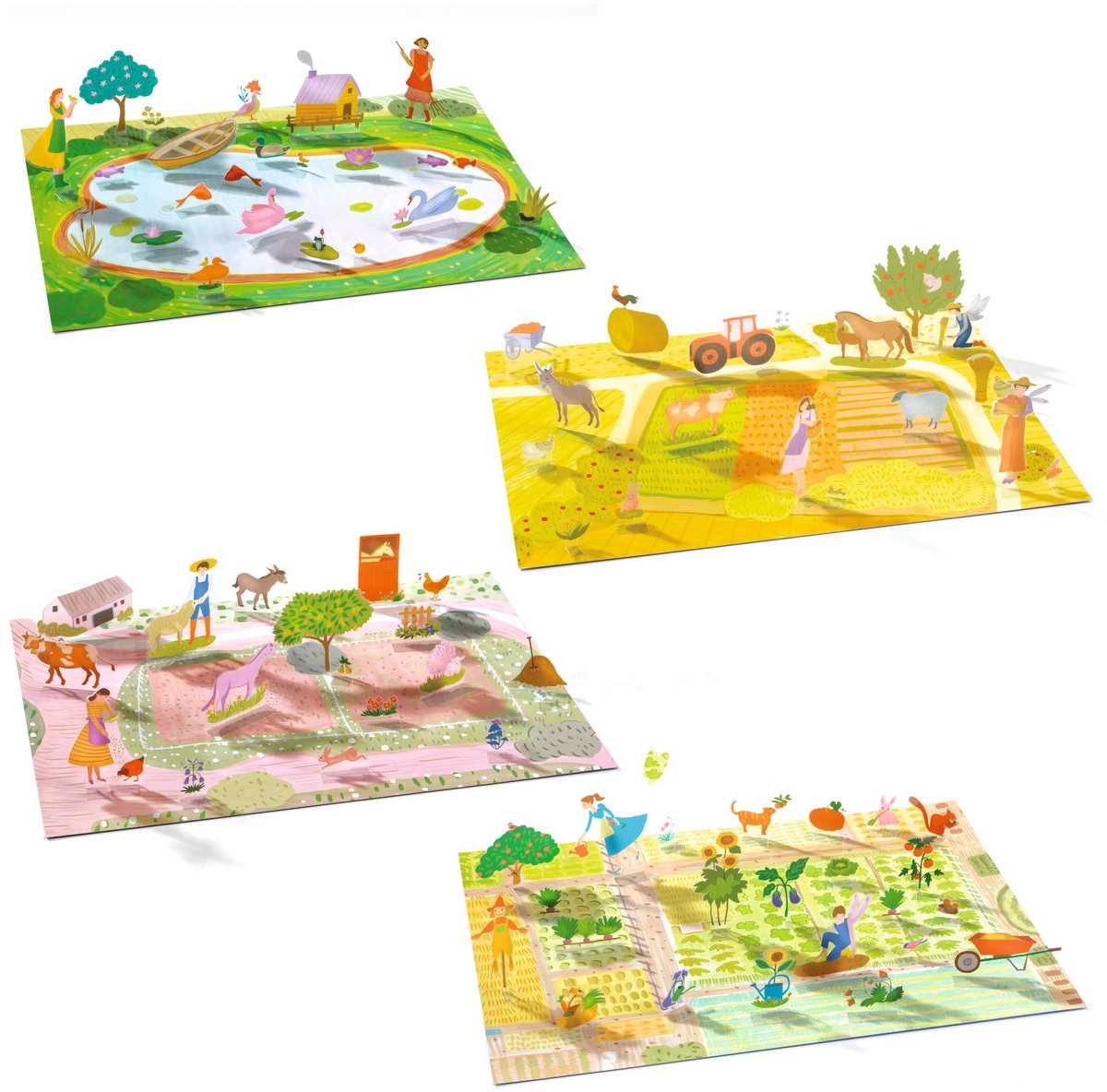 Djeco – 0045 – Aufkleber – la ferme – 4 Szenen – 3–6 Jahre