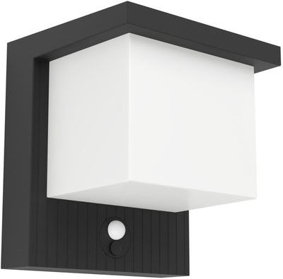 Eglo Frigento Solar-Außenwandleuchte – Sensor – wiederaufladbar – 15 cm – schwarz milchfarben