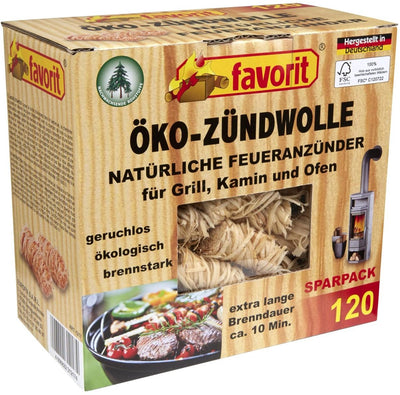 Favorit® Öko-Anzündwolle - Feueranzünder - 120 Stück