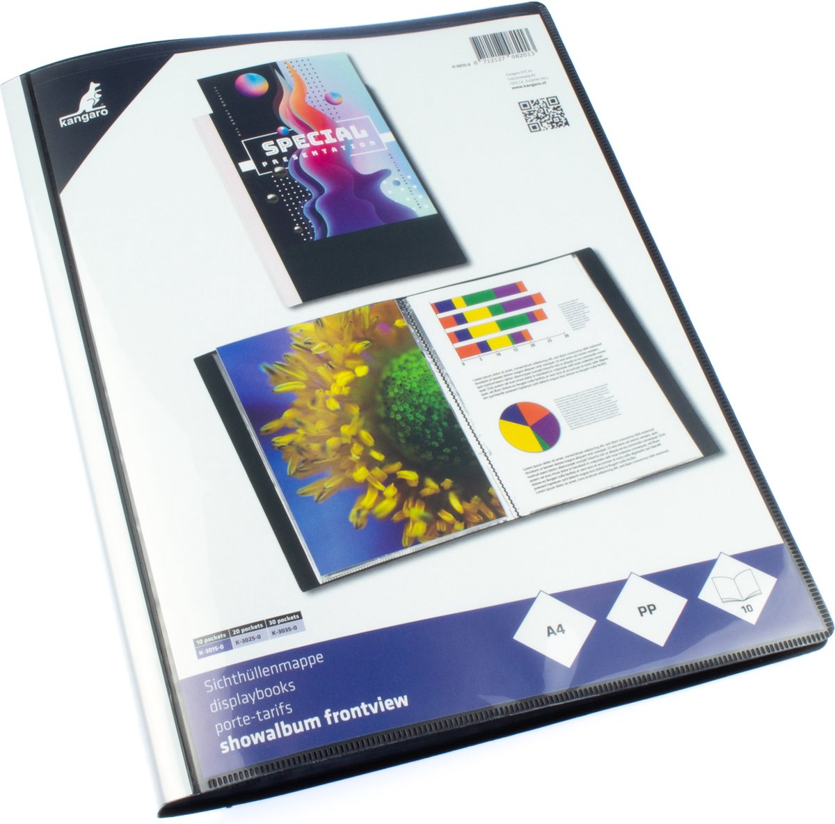 Kangaro-Showalbum – A4 – PP – 10 Taschen – Schwarz – mit Tasche – K-3015-0