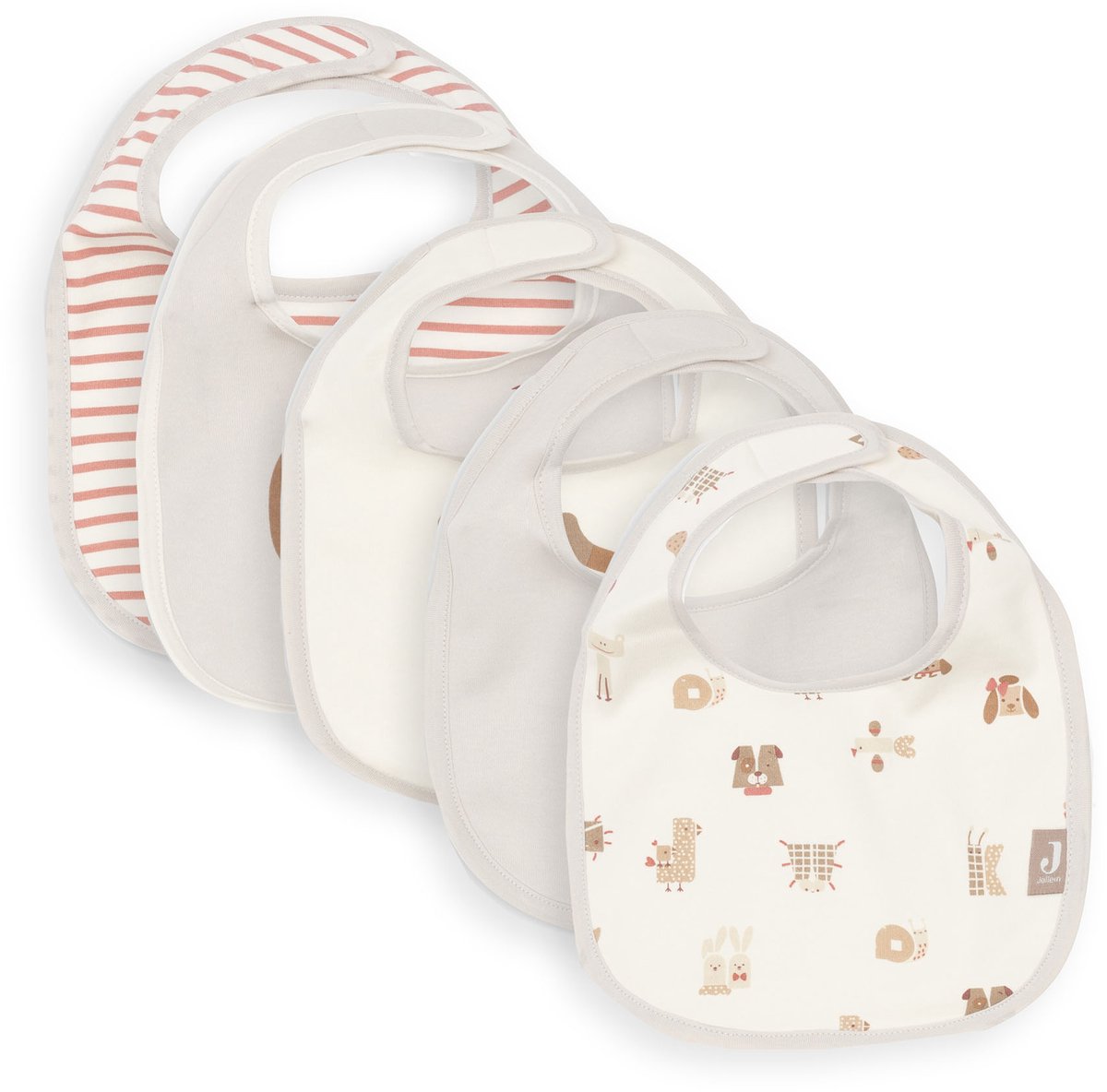 Jollein Lätzchen wasserdicht – 5 Stück – 30 cm – Tierfreunde