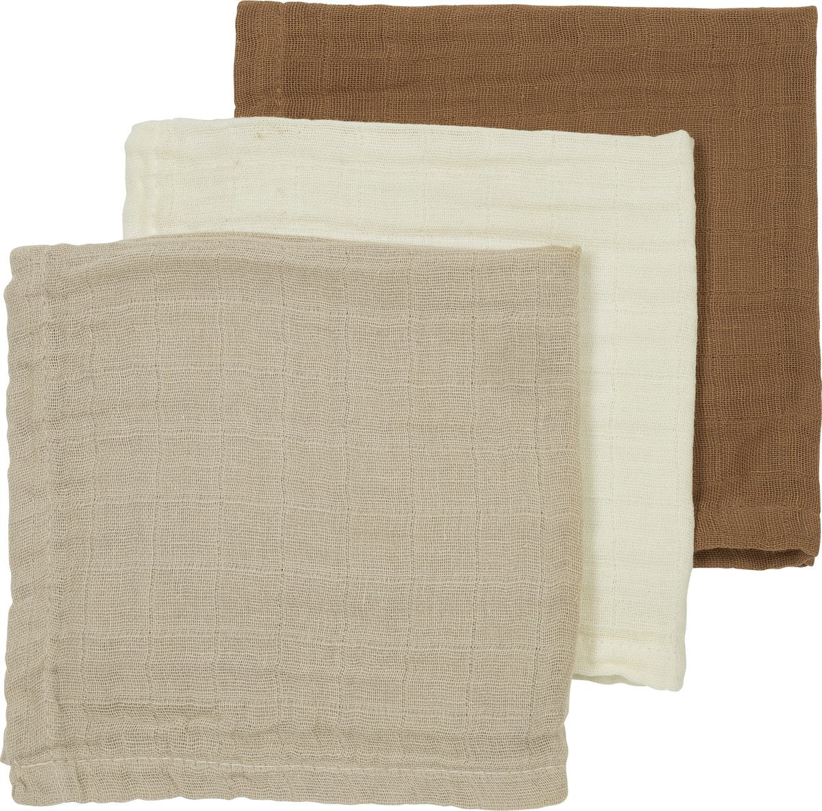 Meyco Baby Uni Gesichtstücher – 3er-Pack – hydrophil – cremefarbenes Sand-Toffee – 30 x 30 cm
