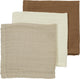 Meyco Baby Uni Gesichtstücher – 3er-Pack – hydrophil – cremefarbenes Sand-Toffee – 30 x 30 cm