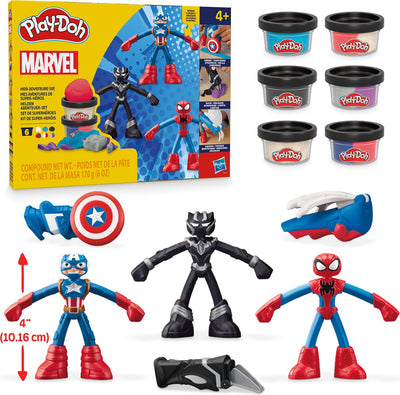 Play-Doh Marvel Hero Adventures Spielset – Modelliermasse – inklusive 3 Figuren – Spider-Man – Black Panther – Captain America