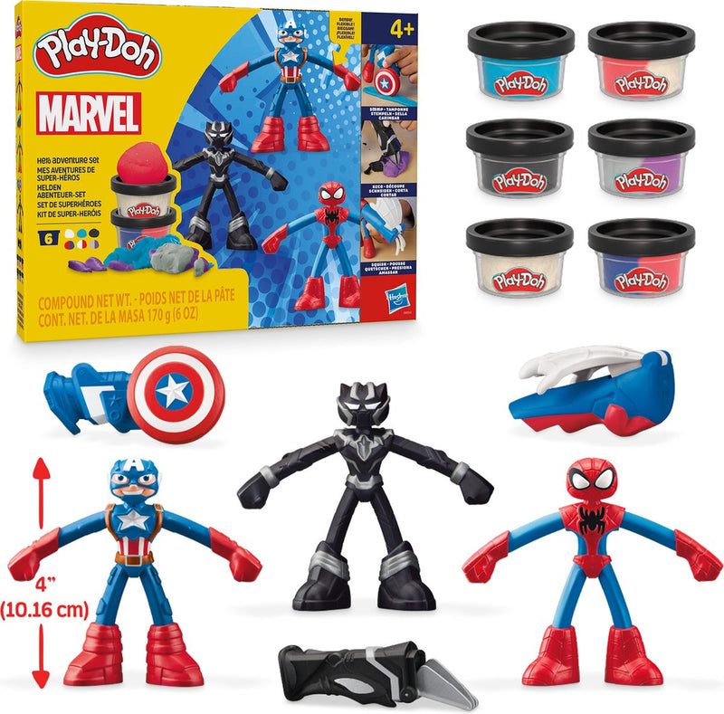 Play-Doh Marvel Hero Adventures Spielset – Modelliermasse – inklusive 3 Figuren – Spider-Man – Black Panther – Captain America