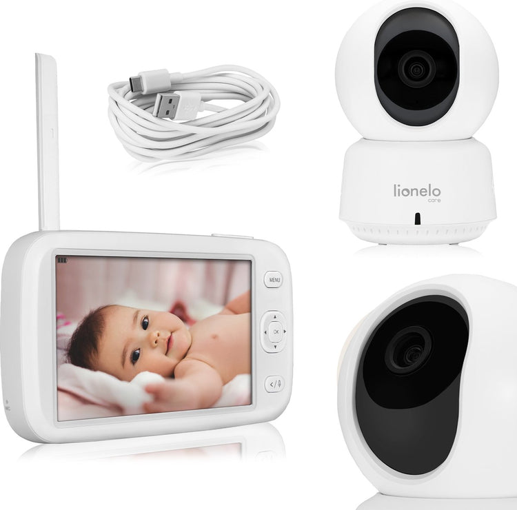 Lionelo babyline 9.1 Babyphone – Full-HD 360°-Kamera – 5-Zoll-Bildschirm und App – Bewegungssensoren – bis zu 300 m Reichweite