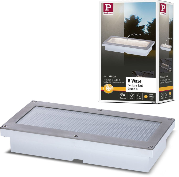 Paulmann Solar LED Bodeneinbauleuchte b-waar Aron Bewegungsmelder IP67 3000k 40lm weiß