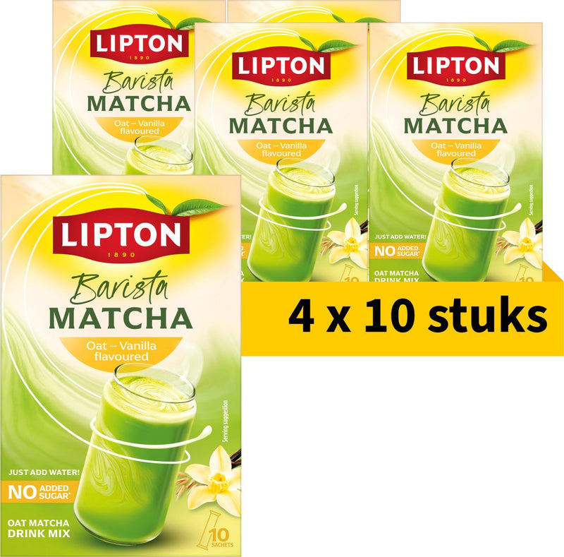 Lipton Barista Matcha Hafer mit Vanillegeschmack – 40 Beutel – Matcha-Pulver mit Hafer – Vanille – 4 x 10 Stück – Vorteilspackung