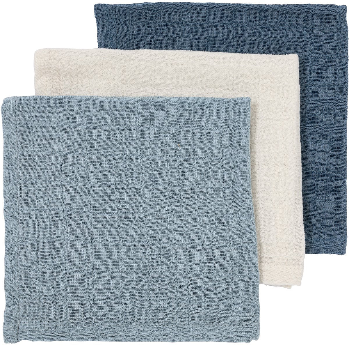 Meyco Baby Uni vorgewaschene hydrophile Gesichtstücher – vorgewaschene hydrophile – natürliches Jeansblau-Indigo – 30 x 30 cm – 3er-Pack