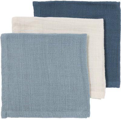 Meyco Baby Uni vorgewaschene hydrophile Gesichtstücher – vorgewaschene hydrophile – natürliches Jeansblau-Indigo – 30 x 30 cm – 3er-Pack