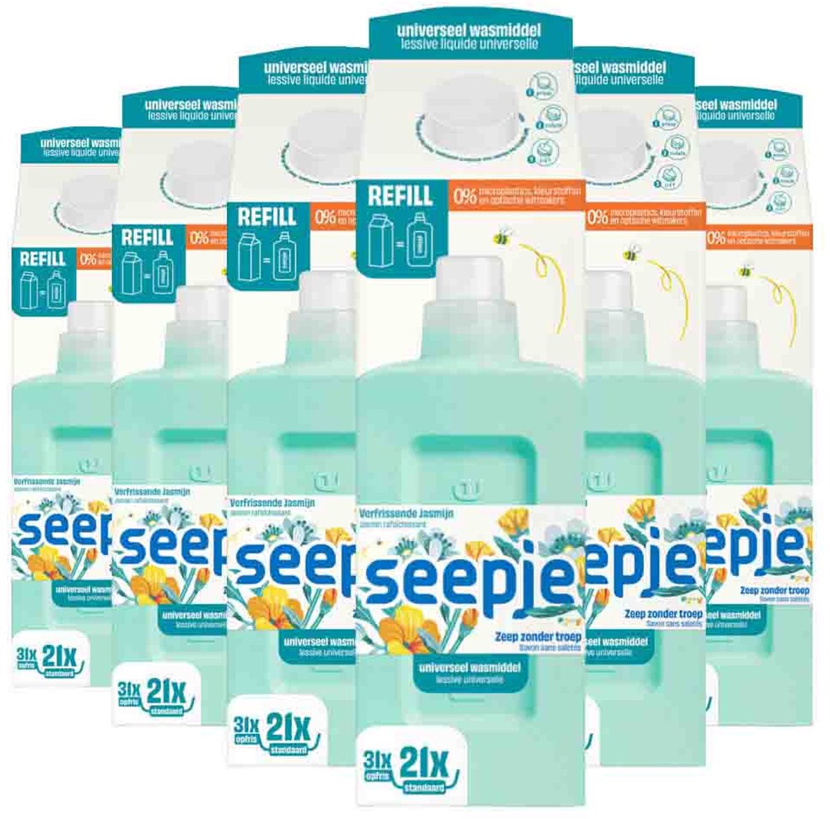 Seepje Waschmittel Nachfüllpack Universal - 6 x 945 ml - Vorteilspack