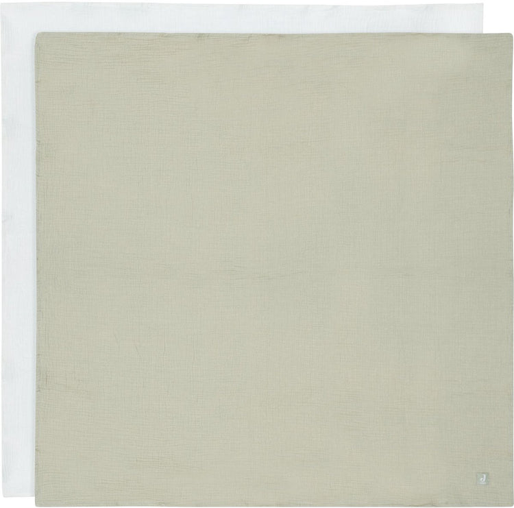 Jollein hydrophiles Tuch groß – 115 x 115 cm – olivgrünes Elfenbein – 2er-Pack