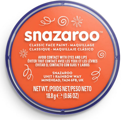 Snazaroo 1118553 – Orange – 18 ml Aqua-Gesichtsfarbe, Kinder-Gesichtsfarbe für Kinder und Erwachsene