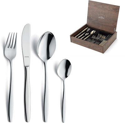 Amefa Florence – 24-teiliges Besteckset – für 6 Personen – Hochglanz – silberfarben – in luxuriöser Holzbox