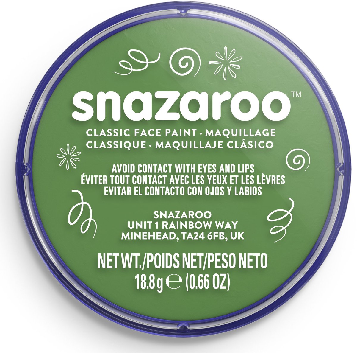 Snazaroo 1118477 – grasgrün – 18 ml Aqua-Gesichtsfarbe, Kinder-Gesichtsfarbe für Kinder und Erwachsene