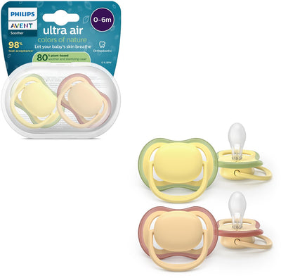 Philips Avent Ultra Air – atmungsaktiver und leichter Schnuller (0–6 Monate) – 2 Stück – scf087 07