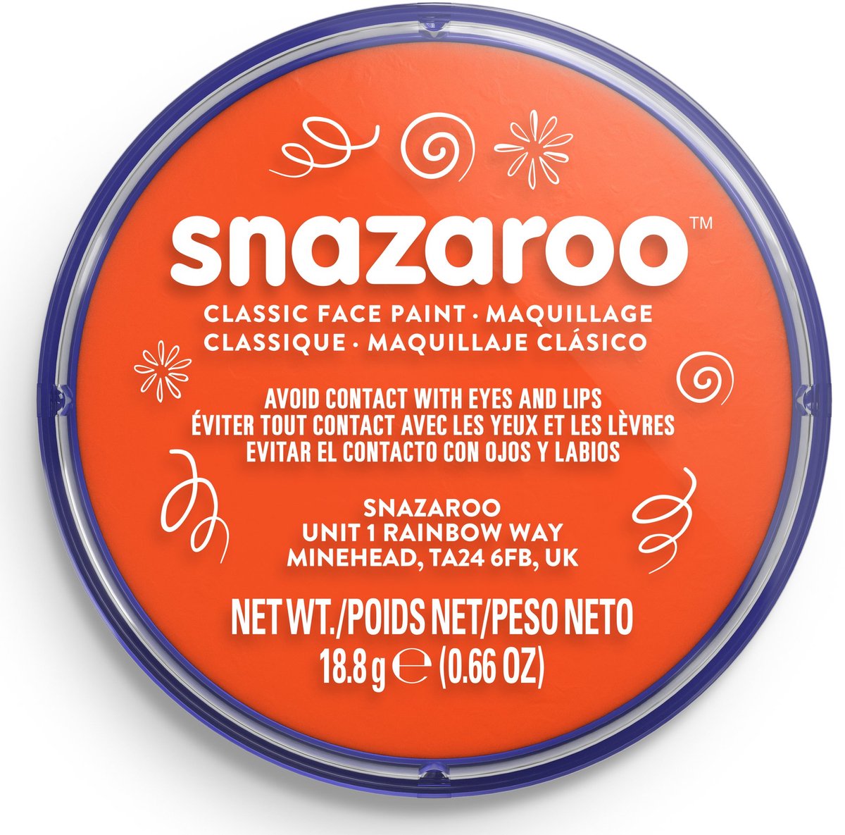 Snazaroo 1118552 – Dunkelorange – 18 ml Aqua-Gesichtsfarbe, Kinder-Gesichtsfarbe für Kinder und Erwachsene
