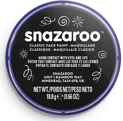 Snazaroo 1118111 – Schwarz – 18 ml Aqua-Gesichtsfarbe, Kinder-Gesichtsfarbe für Kinder und Erwachsene