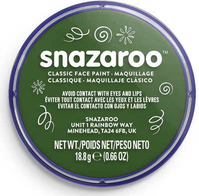 Snazaroo 1118455 – dunkelgrün – 18 ml Aqua-Gesichtsfarbe, Kinder-Gesichtsfarbe für Kinder und Erwachsene
