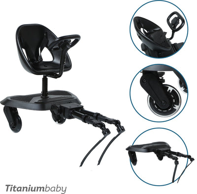 Titan-Baby-Rollbrett Smart Joy2ride mit Sitz ganz in Schwarz