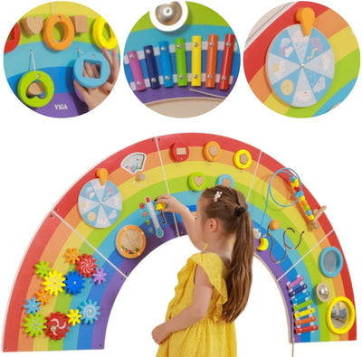 Vigatoys Viga Toys – Holz – Wandspielbrett – Regenbogen – Durchmesser 162 cm