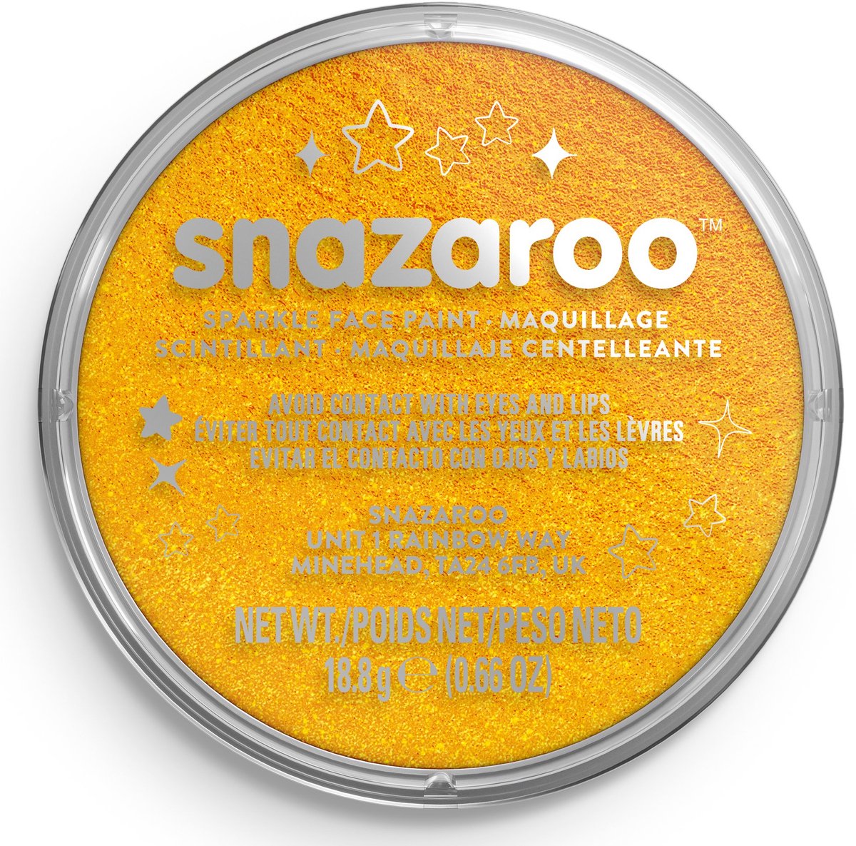 Snazaroo 1118221 Sparkle Yellow – 18 ml Aqua-Gesichtsfarbe, Kinder-Gesichtsfarbe für Kinder und Erwachsene