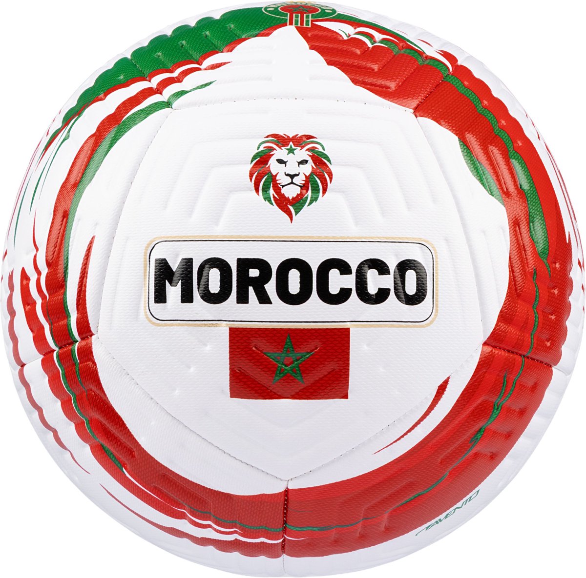 Avento Fußball - Lion Force - Rot Weiß - Größe 5 - ⌀ ca. 22 cm - Fußballweltmeisterschaft - Marokko