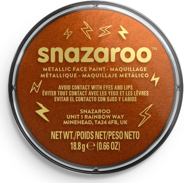 Snazaroo 1118755 – Metallic-Kupfer – 18 ml Aqua-Gesichtsfarbe, Kinder-Gesichtsfarbe für Kinder und Erwachsene