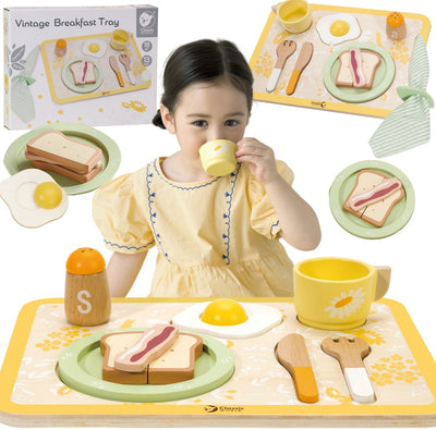 Klassiker World World Wooden Vintage Breakfast Set mit Tablett, 13dlg.