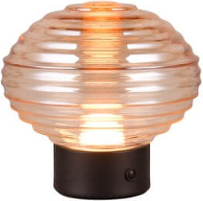 Rl Live Your Light Reality Earl - Tischleuchte - Schwarz matt - inkl. 1x SMD 2W - Touch-Funktion - wiederaufladbar - kabellos - Braunglas