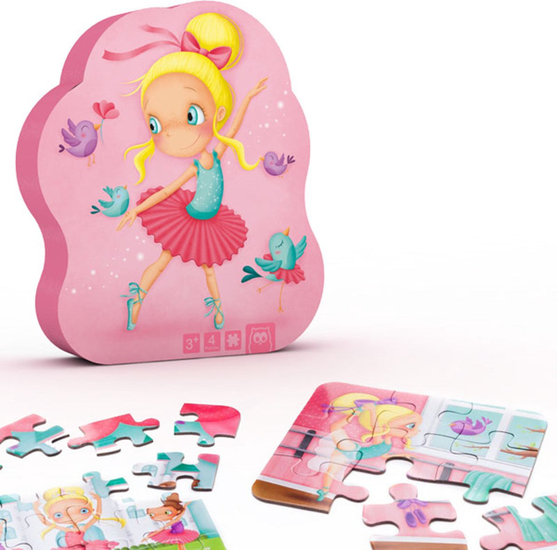 Eurekakids Puzzle 4 in 1 Ballerina – vier Kinderpuzzles in stilvoller Verpackung – 6, 9, 12 und 16 Teile