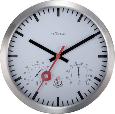 Nexttime Clematis – Wanduhr – 35 cm – Aluminium – weiß – wetterfest, geräuschlos