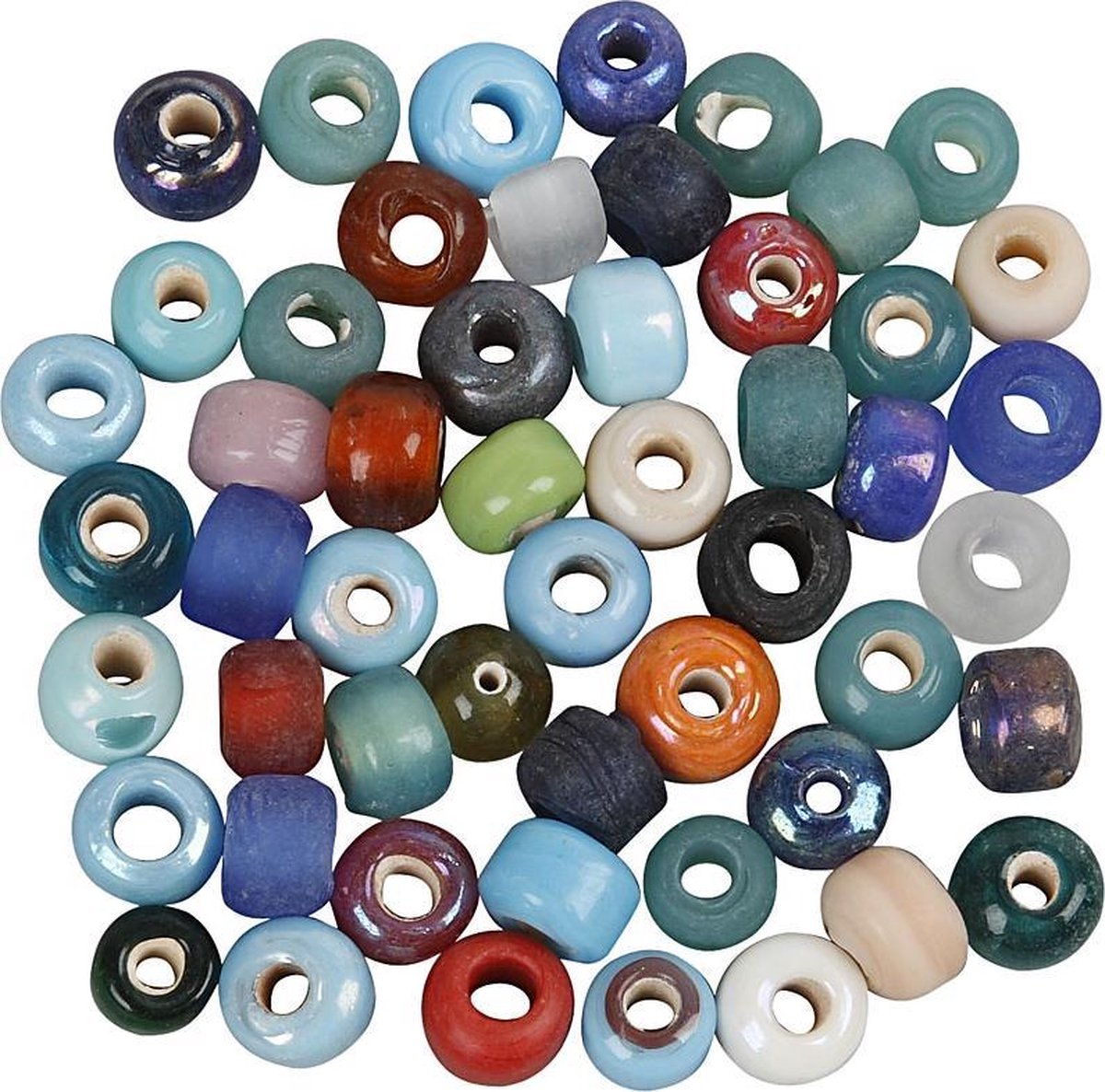 Kreativfirma Glasperlen, D 9 mm, Lochgröße 2,5-3 mm, ca. 680 Stücke, verschiedene Farben, 500 g 1 Box