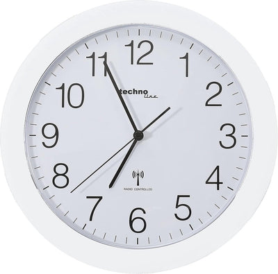 Technoline wt 8000 weiß - Wanduhr - analog - rund - Kunststofffenster - funkgesteuerte Zeitanzeige - weiß