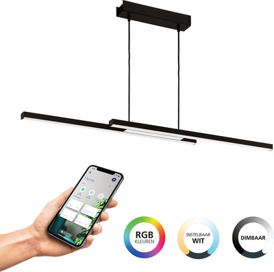 Eglo connect.z fraioli-z smarte Hängelampe – 105,5 cm – Schwarz und Weiß – einstellbares RGB-Weißlicht – dimmbar – ZigBee