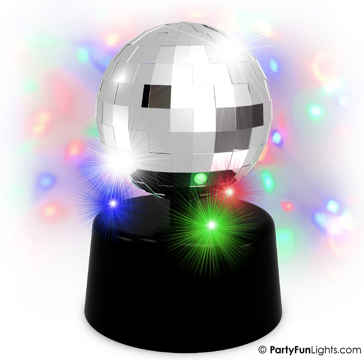 Partyfun Lichter Tischlampe Mini Spiegel Disco LED rotieren
