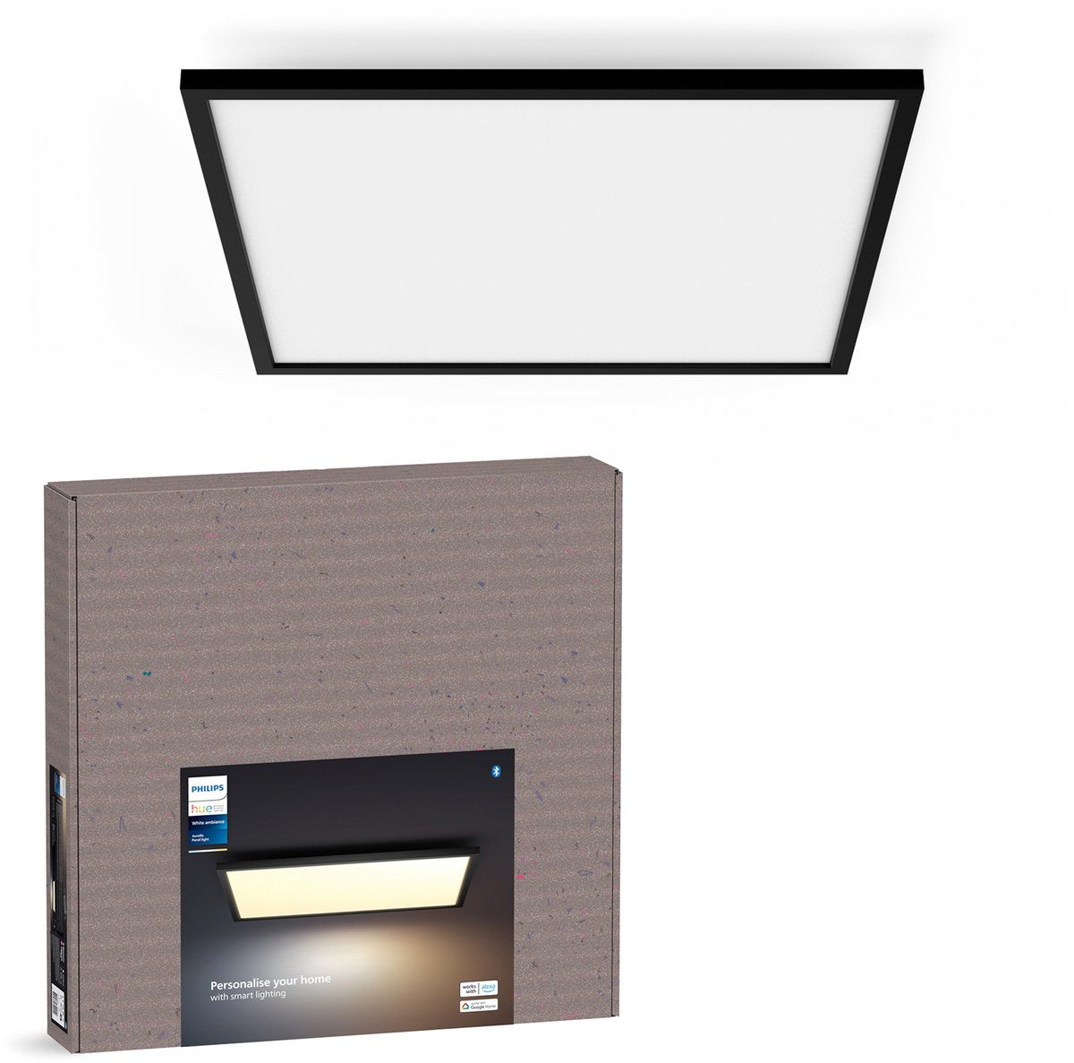 Philips Hue Aurelle Panel-Lampe – warmes bis kühles weißes Licht – schwarz – quadratisch groß
