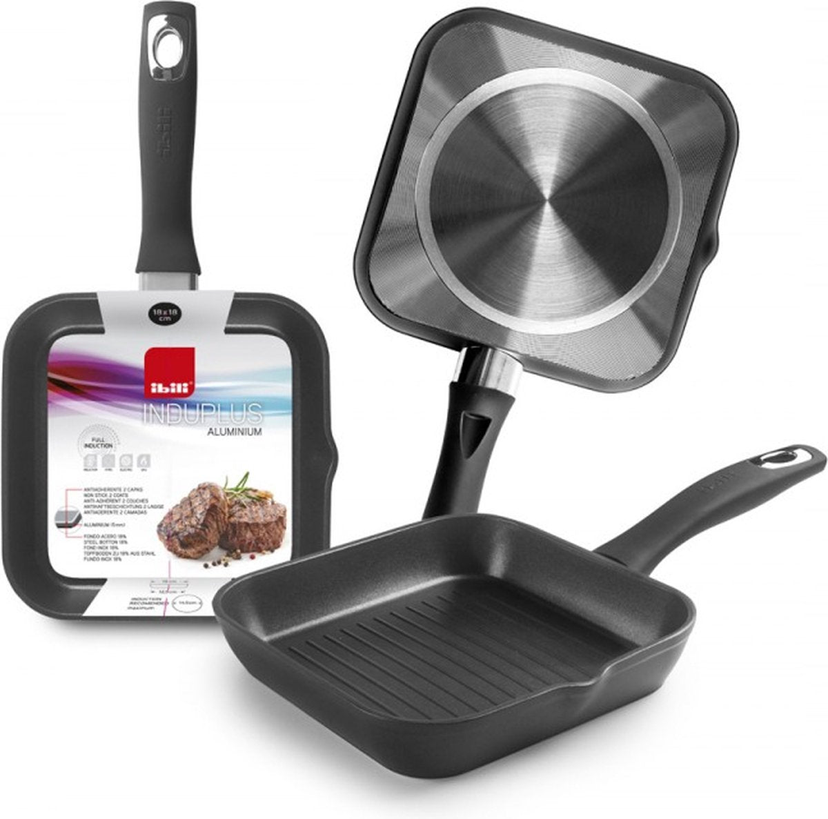 Ibili Induplus Grillpfanne – Aluminium – 18 x 18 cm