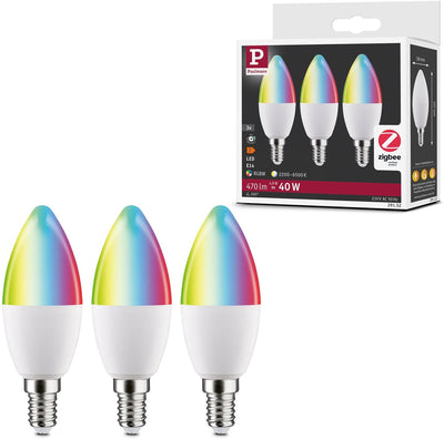Paulmann Standard 230V Smart Home ZigBee 3.0 LED Kerze E14 3x470LM 3x5W RGBW+ Dimmbar matt